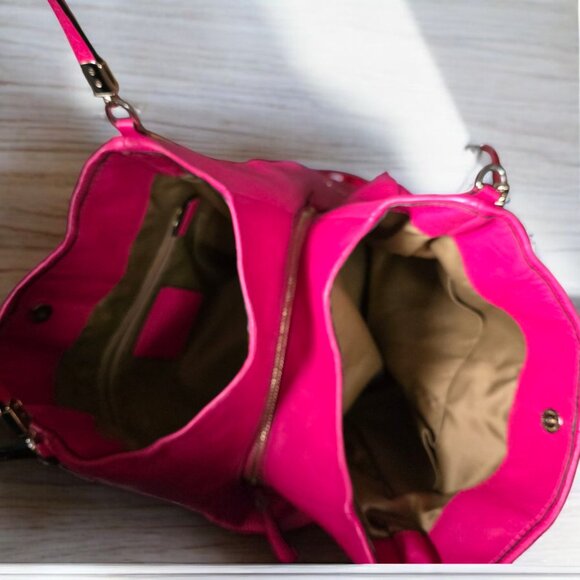 COACH Madison Phoebe 3 Section Shoulder Bag Tumbled Hot Pink Leather - Picture 7 of 16